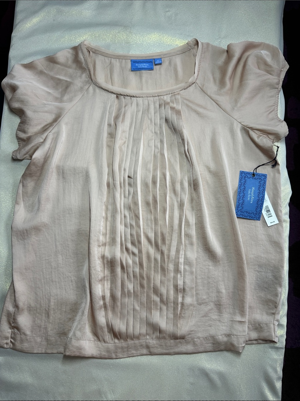 Simply Vera Vera Wang Pleated Short-Sleeve Blouse